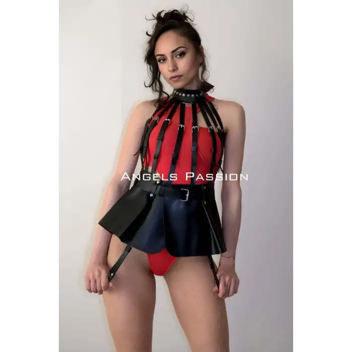 Giyim Büstiyer Etek, Büstiyer Deri Harness - Brf998