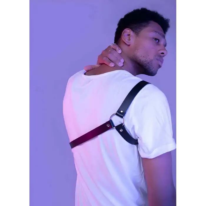 Giyim Çapraz Kol Detaylı Erkek  Deri Harness - Brfm3