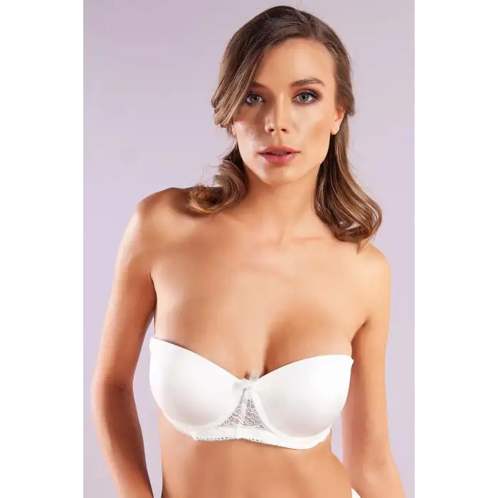 Giyim Gala Push-up Strapless Bra, Ekru Konforlu Ve Şık Sütyen, Strapless