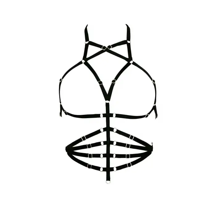 Giyim Göbek Üstü Sıralı Seksi Harness - Brf160