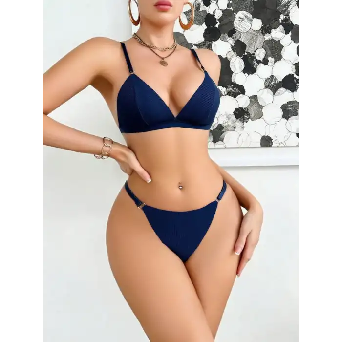 Giyim Kadın Lacivert Sütyen Kilot Takımı 5185