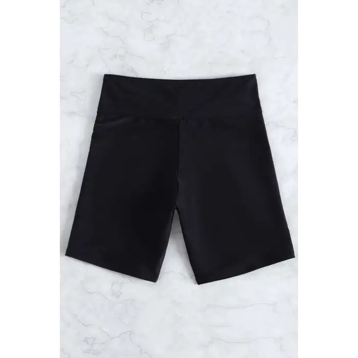 Giyim Kadın Siyah Önden Bağcıklı Deniz Şortu