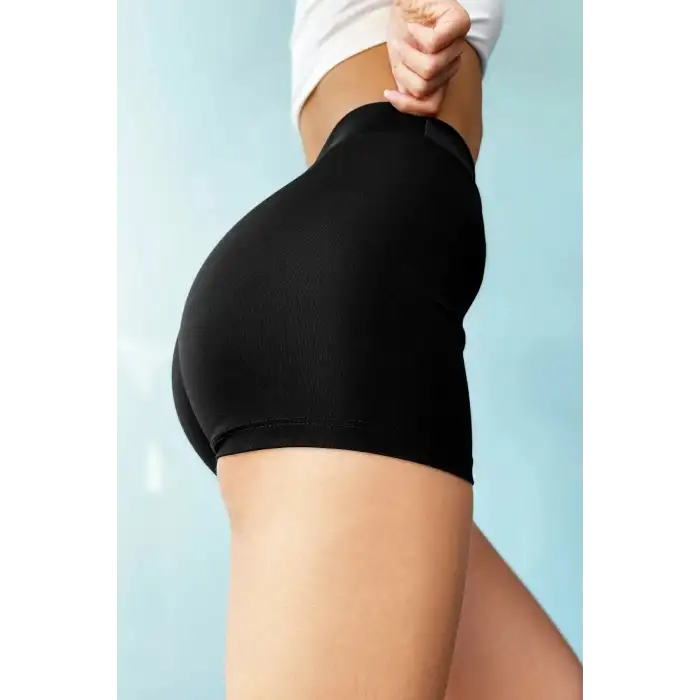 Giyim Kadın Siyah Yüksek Bel Mini Deniz Şortu