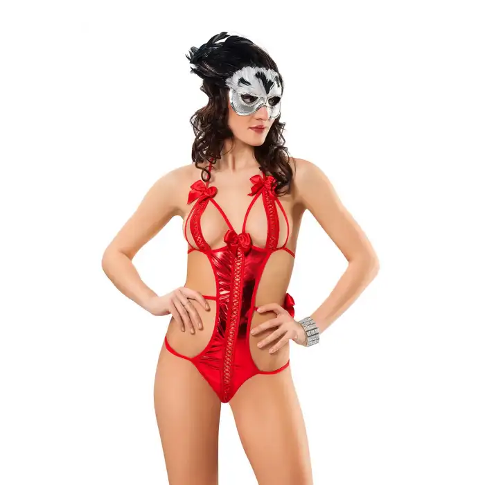 Giyim Kırmızı Deri ( Lame ) Gecelik - 459