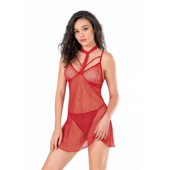 Giyim Kırmızı Kısa Tül Gecelik