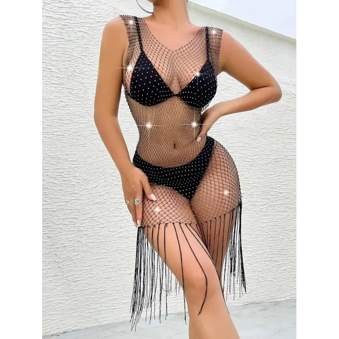 Giyim Kolsuz Püsküllü Elbise