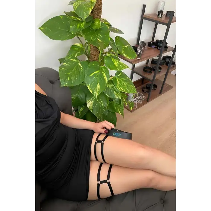 Giyim Lastik Bacak Bandı - Siyah