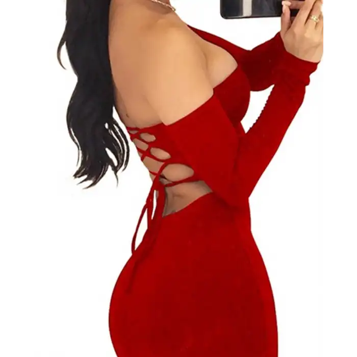 Giyim  Sırt Dekolteli Straplez Mini Elbise