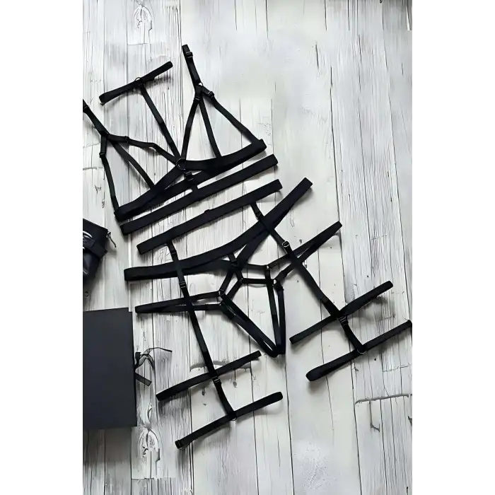 Giyim String - Sütyen Jartiyer Harness Takım - Brf142