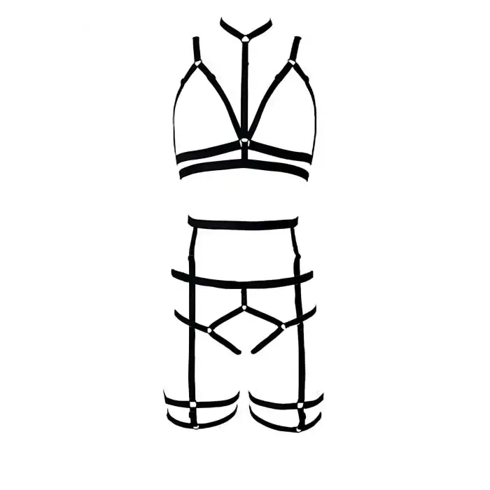 Giyim String - Sütyen Jartiyer Harness Takım - Brf142
