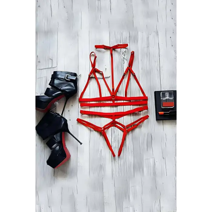 Giyim String - Sütyen Lastik Harness Takım - Brf144