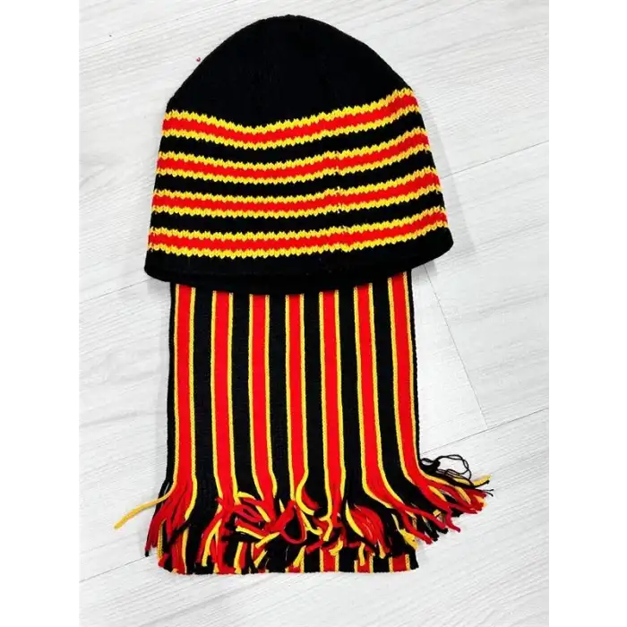 Giyim Taraftar Atkı Bere Sarı Kırmızı