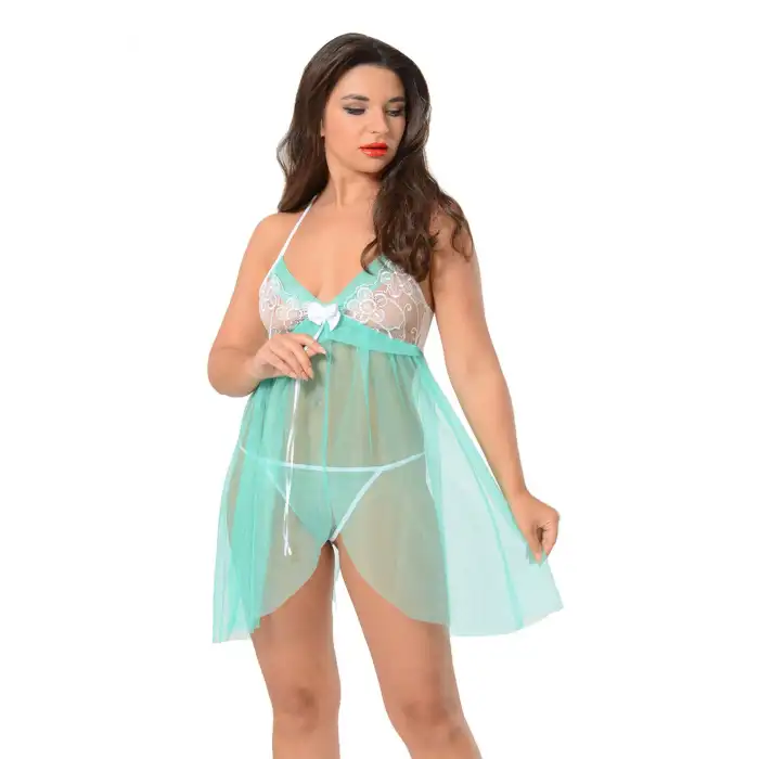 Giyim Yeşil Dantel Gecelik - 652