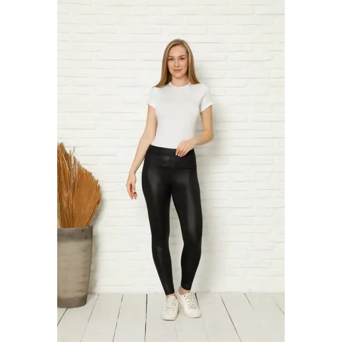 Kadın Deri Tayt Siyah