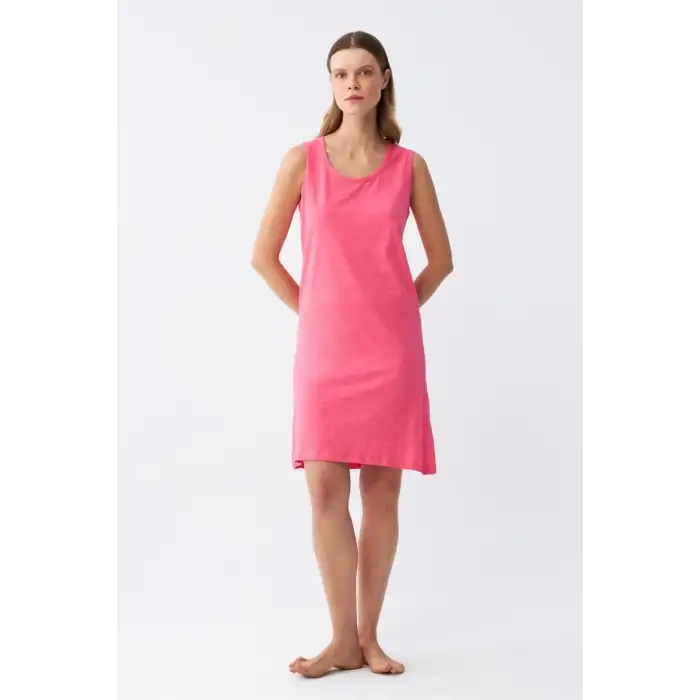 Kadın Kalın Askılı Penye Gecelik Fuşya