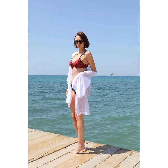 Kadın Kimono Pareo Plaj Elbisesi Beyaz