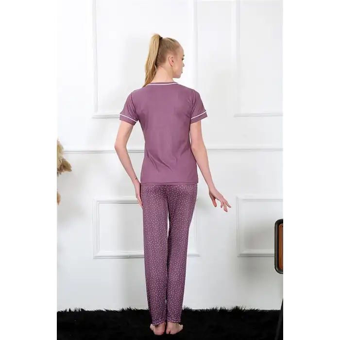 Kadın Mürdüm Kısa Kol Pijama Takım