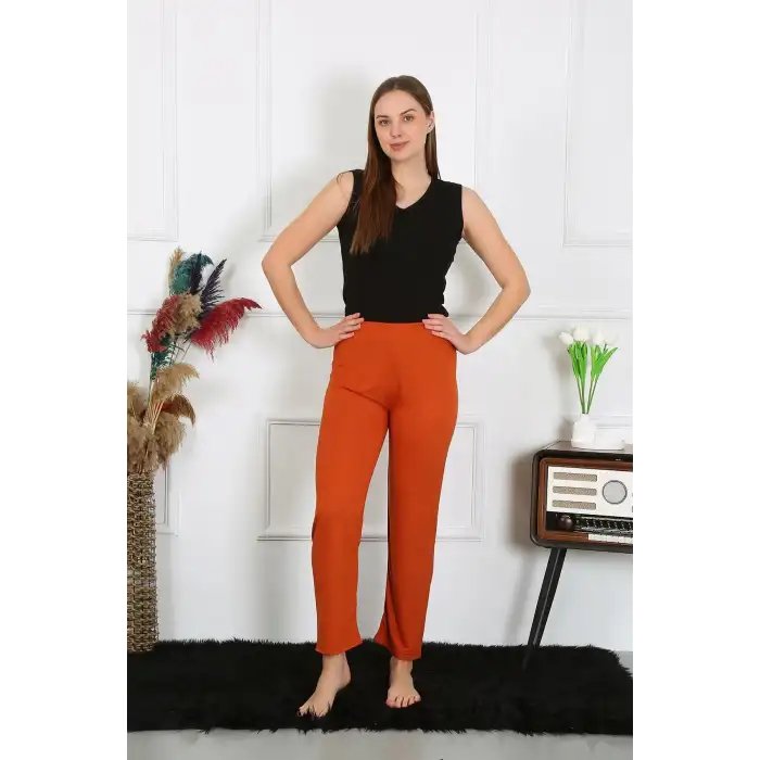 Kadın Pamuk Penye Tek Alt Pijama Kremit