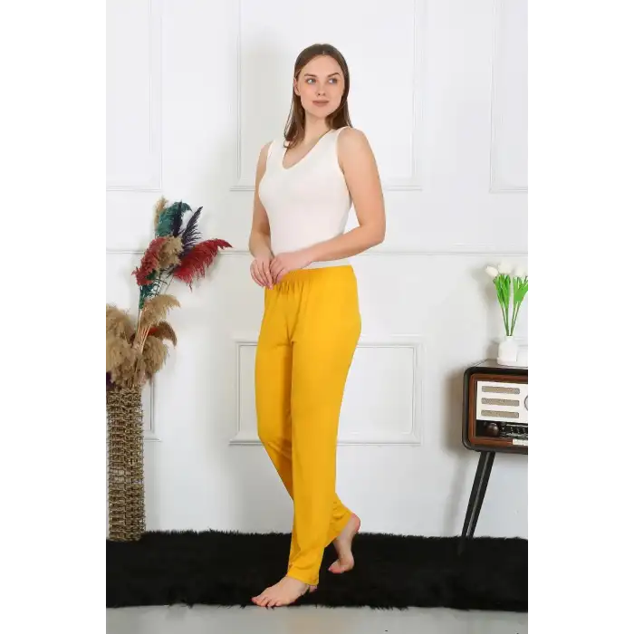Kadın Pamuk Penye Tek Alt Pijama Sarı