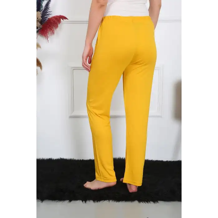 Kadın Pamuk Penye Tek Alt Pijama Sarı