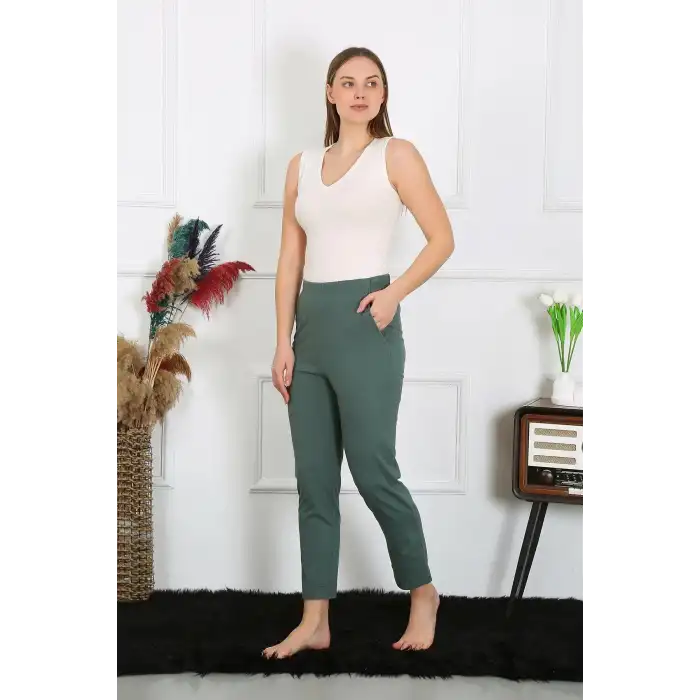 Kadın Pamuklu Haki Tek Alt Pijama