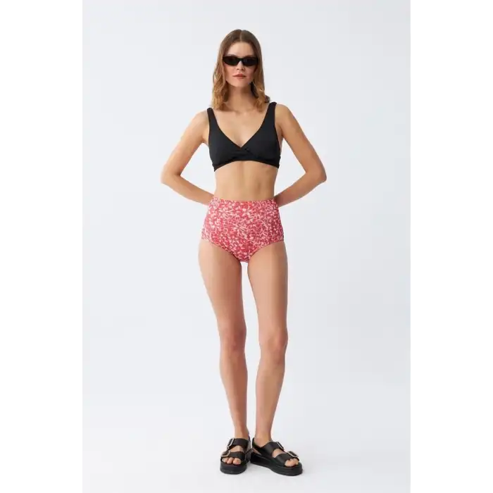 Kadın Pedli Yüksek Bel Bikini Takımı - Siyah