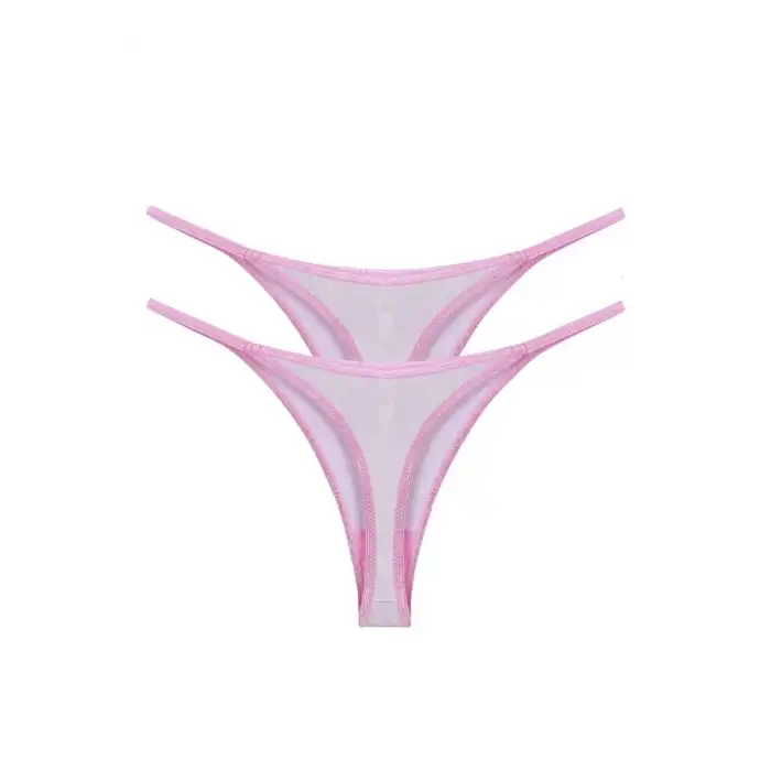 Kadın Pembe Transparan 2li Tanga Slip