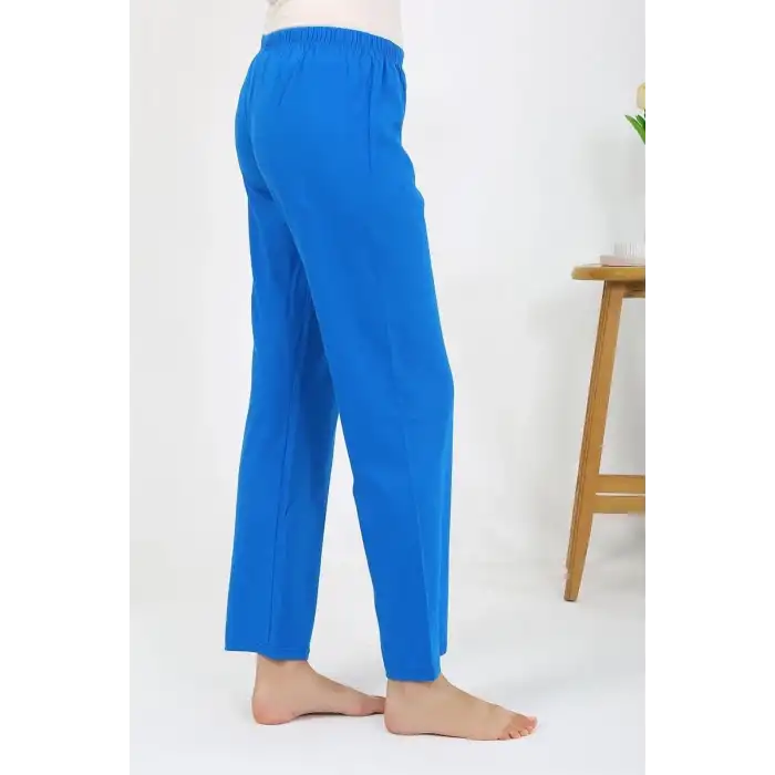 Kadın Penye Düz Tek Alt Pijama Mavi