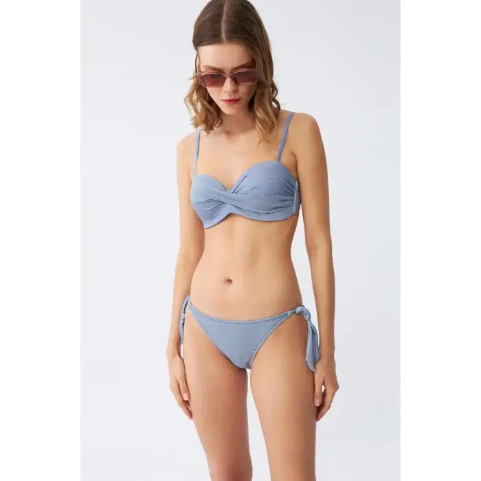 Kadın Straplez Mavi Bikini Takımı