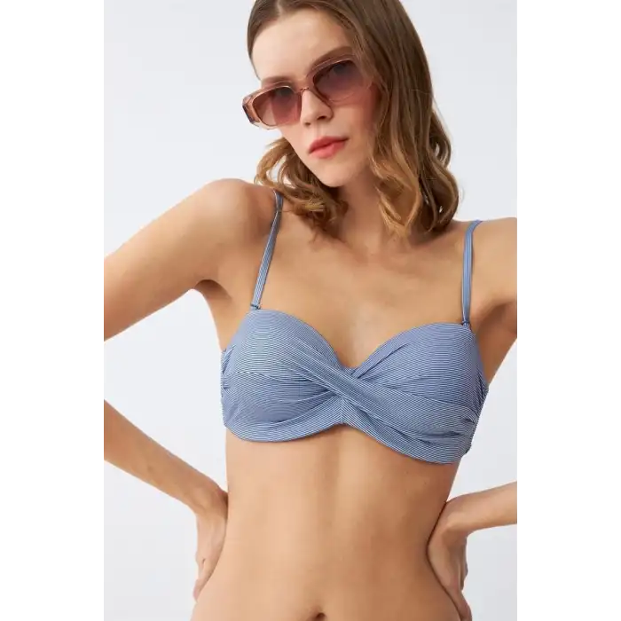 Kadın Straplez Mavi Bikini Takımı