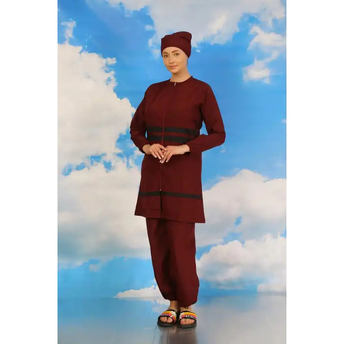 Kadın Tam Tesettür Mayo Bordo