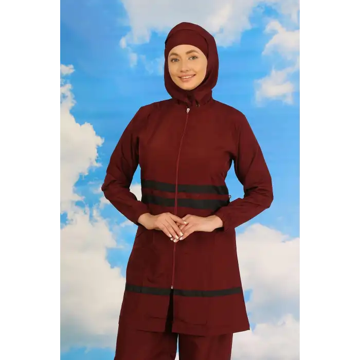 Kadın Tam Tesettür Mayo Bordo