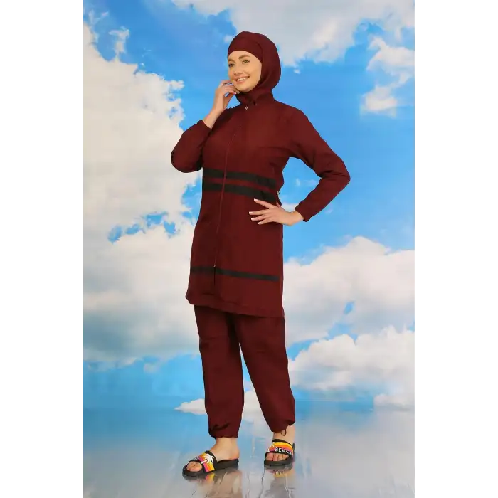 Kadın Tam Tesettür Mayo Bordo