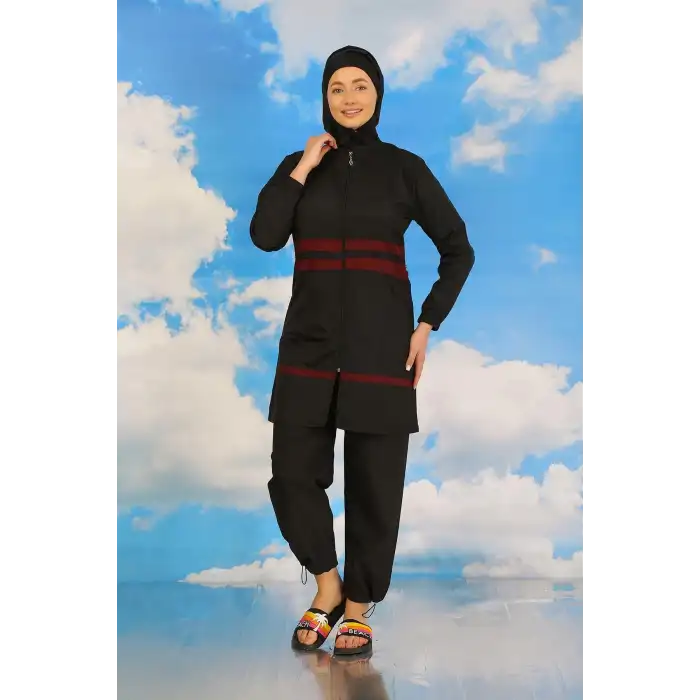 Kadın Tam Tesettür Mayo Siyah