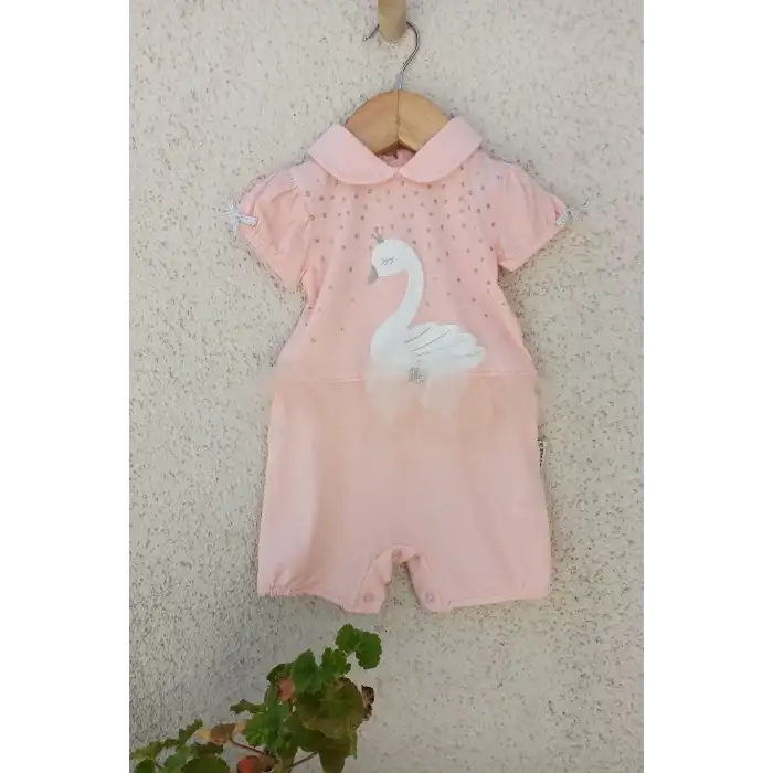 Kuğu Desenli Kız Tulum 3-6-9 Ay