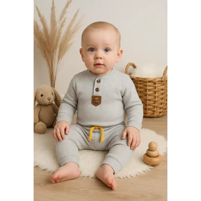 New Waffle Çıtlı Düğmeli 2li Mevsimlik Takım