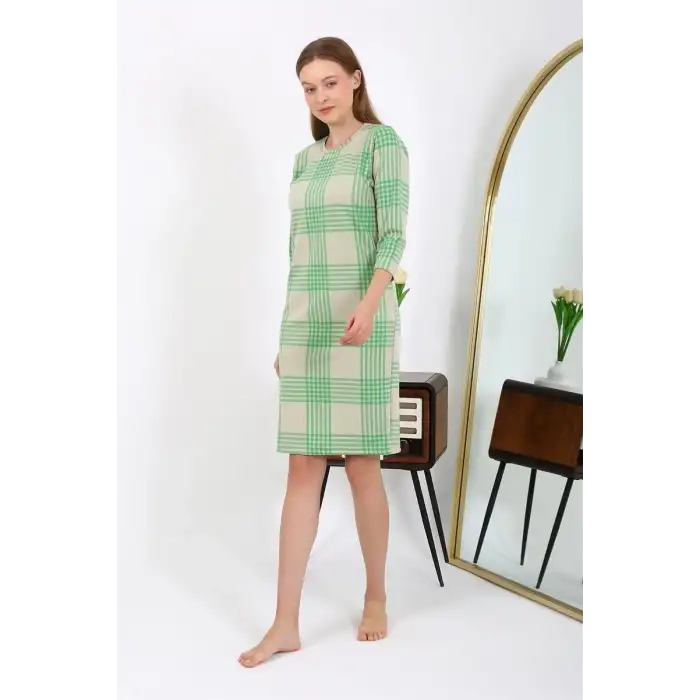 Pamuk Ev Elbisesi Tunik Gecelik Yeşil