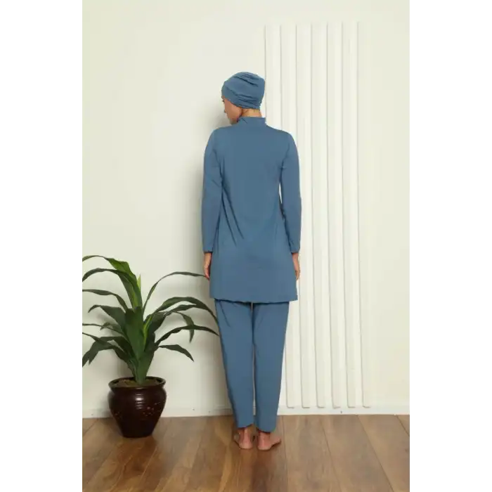 Tam Tesettür Likralı Mayo İndigo