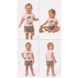 1/4 Yaş Leopar Tavşan Baskılı Çocuk Takımı