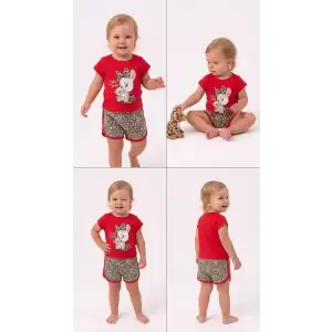 1/4 Yaş Leopar Tavşan Baskılı Çocuk Takımı