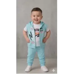 1/4 Yaş Winner Baskılı Yelekli 3lü Çocuk Takımı