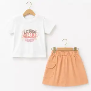 1/5 Yaş Gabardin Etekli Basic Tişört Çocuk Takımı