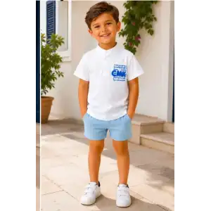 2/10 Yaş Keten Tişört Denim Şort Çocuk Takımı