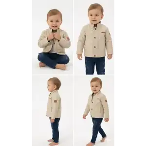 2/5 Yaş Deri Ceketli 3 Parça Çocuk Takımı