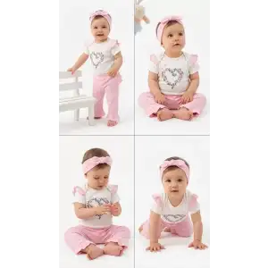 3/12 Ay Bandanalı Pamuk Bebek Takımı