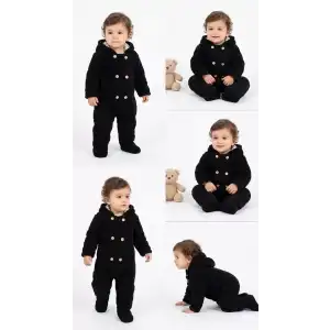 3/12 Ay Çift Düğmeli Kapşonlu Bebek Tulumu