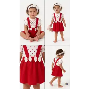 3-12 Ay Çıtçıtlı Badyli Salopet Bebek Takımı