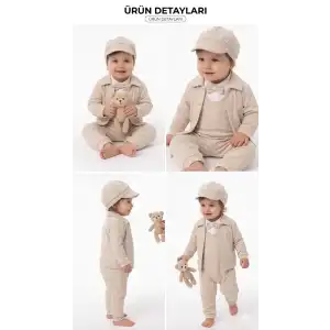 3/12 Ay Pamuk Penye 5 Parça Bebek Takımı