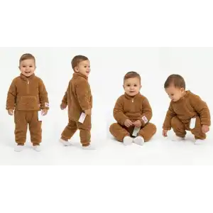 3-12 Ay Peluş Kumaş Çıtçıtlı Bebek Tulumu