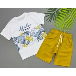 3/5 Yaş Aloha Yaprak Baskılı Çocuk Takımı